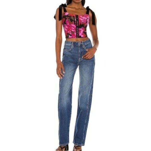 FREE PEOPLE Addie Floral Print Velvet Strap Corset Top - Small - NWT - Picture 4 of 5